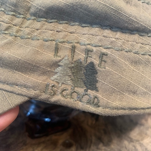 Life is Good Muted Tan 100% Cotton Distressed Military Style Cap Hat - Picture 4 of 9